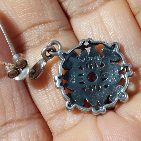 #0011 Vintage Sterling Silver Marcasite CZ Dangling Earrings SX Thai 925 - Picture 4 of 5